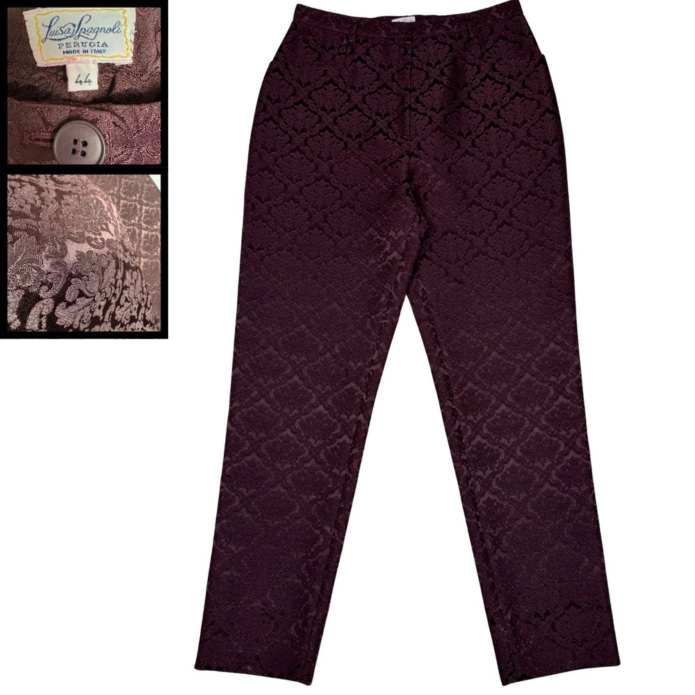Vintage Luisa Spagnoli Perugia Italy Jacquard Floral Damask Dress Pant IT44 US8